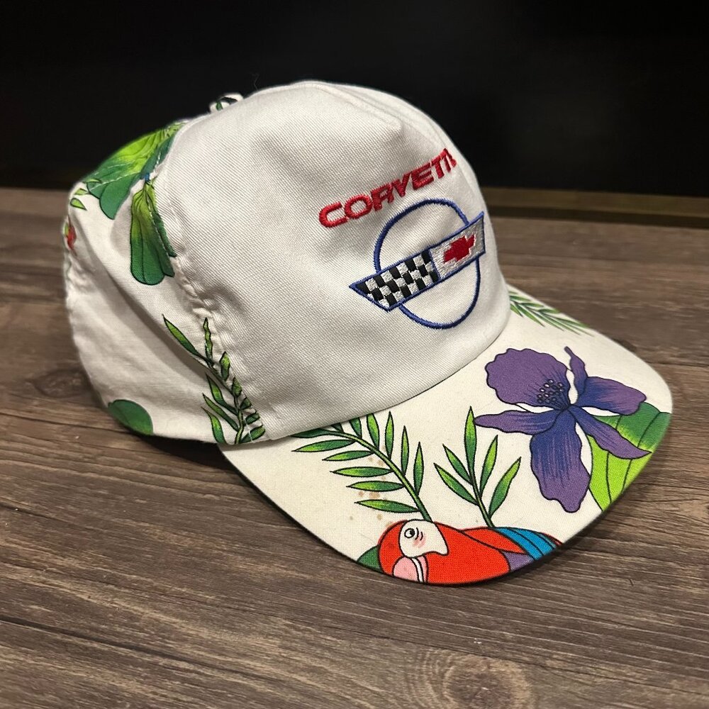Vintage Corvette Tropical Print Baseball Hat